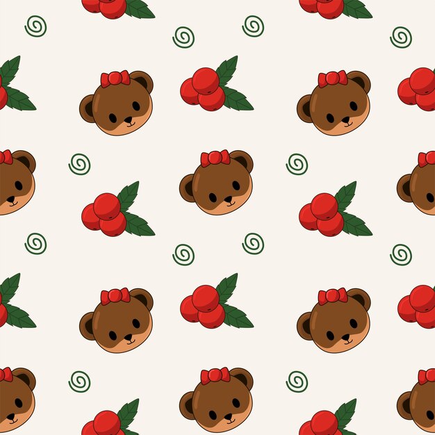 seamless pattern christmass with doll and holly berry