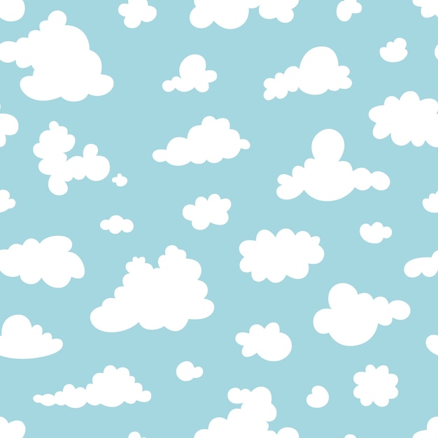 Vector seamless pattern of clouds on the blue sky. pattern.