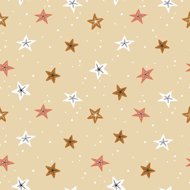 Seamless Pattern.Colorful Stars in Abstract Style.Vector Illustration