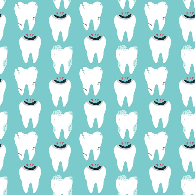 Seamless pattern of a cracked tooth with decay