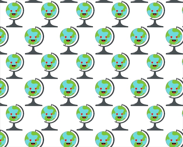 Seamless Pattern Cute Character Earth Vector