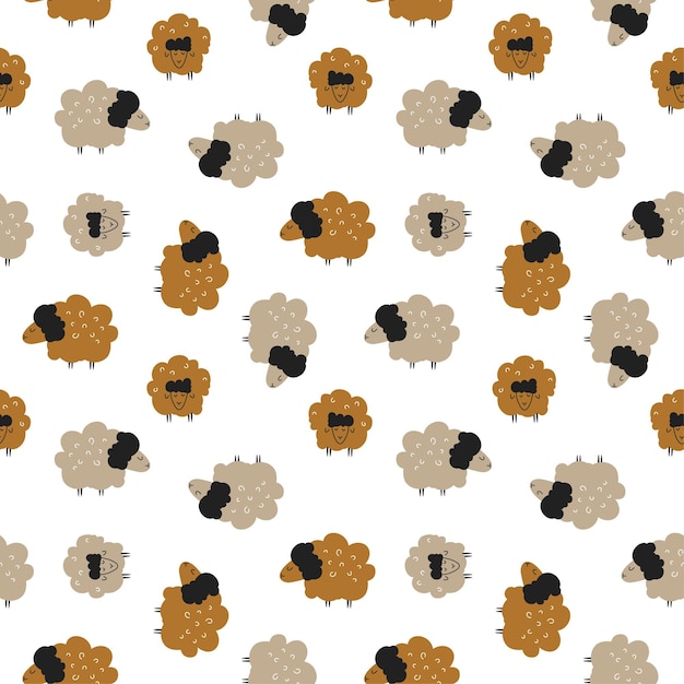 Seamless pattern. Cute lambs. Vector design for textiles and packaging