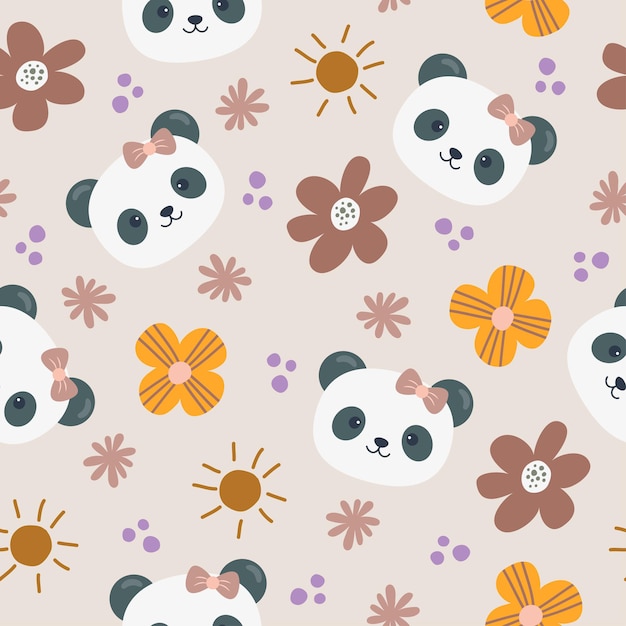 Seamless pattern of cute panda cartoon