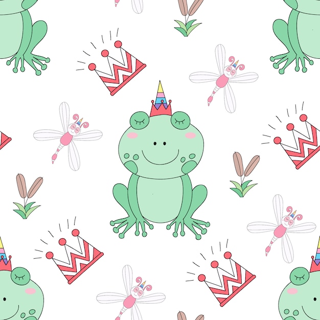 Seamless pattern cute unicorn cartoon hand drawn style.