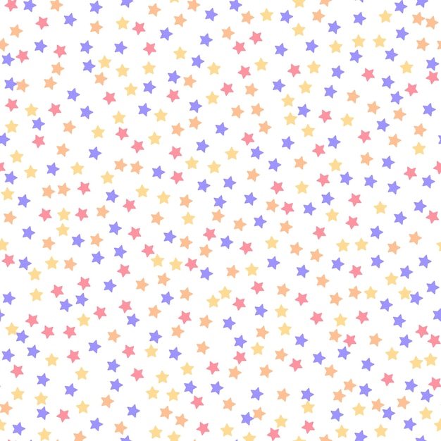 Seamless pattern, delicate multi-colored stars in a chaotic manner. Print, textile, vector