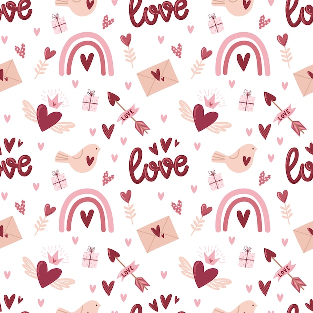 Seamless Pattern design for Valentine's day. Vector Illustration