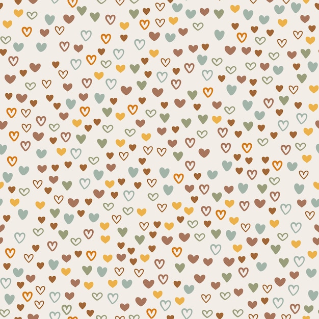 Seamless pattern design with colorful hearts in boho style Vector romantic background Great for fabric textile apparel