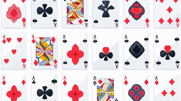 Seamless Pattern of Different Cards with Various Suits