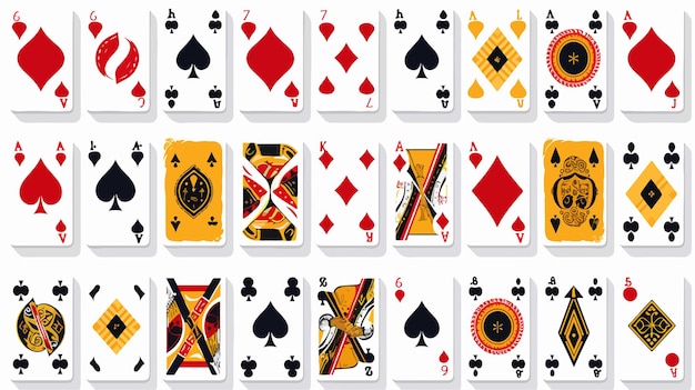 Seamless Pattern of Different Cards with Various Suits