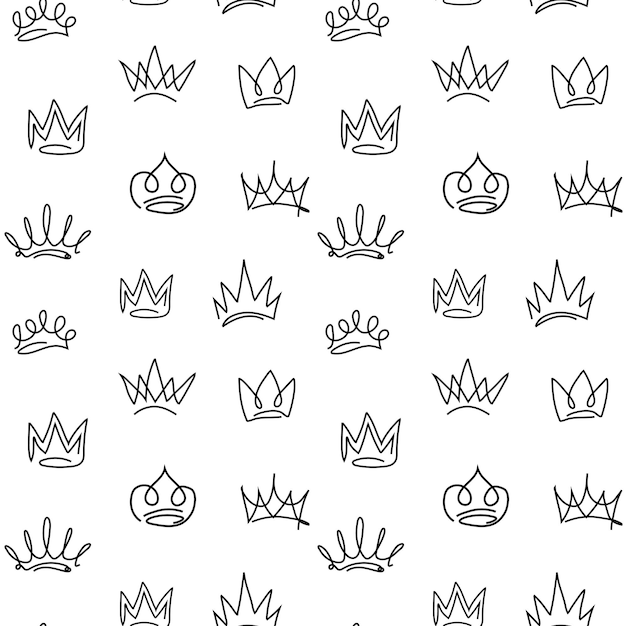 Vector seamless pattern doodle crowns