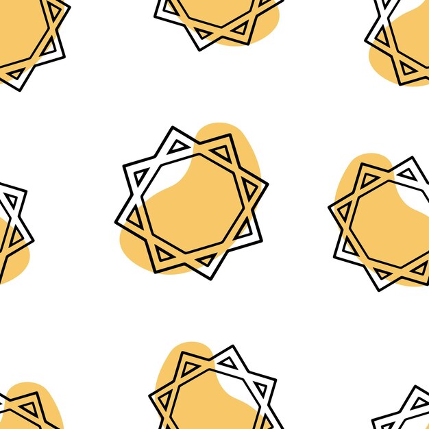 Vector seamless pattern doodle octagonal star hanukkah jewish symbol