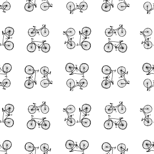 Seamless pattern of drawn bicycles