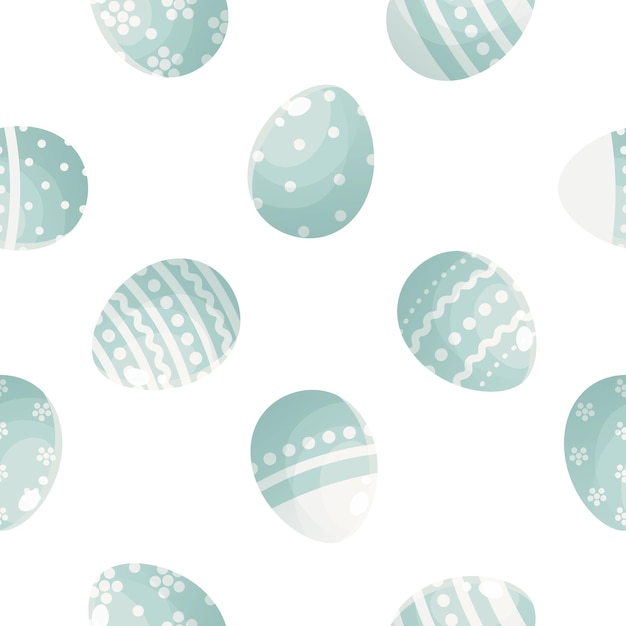 Seamless pattern for Easter and spring from blue eggs decorated with ornaments on a white background Seamless vector pattern For Easter gift wrapping paper textiles Happy Easter holiday elements