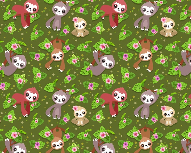 seamless pattern  editable textile fabric pattern full customizable kids gift wrapping baby pattern love couple gift wrapping paper pattern sloth cute sloth