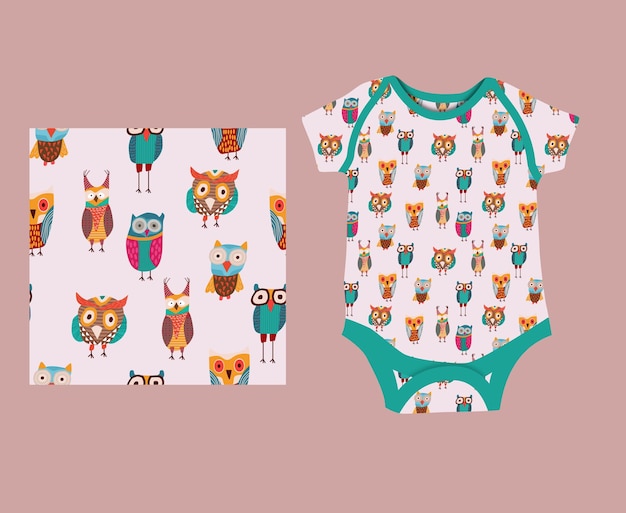 Vector seamless pattern fabric baby clothes