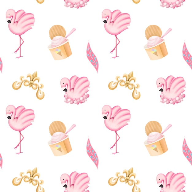 Seamless pattern of fairy tale and amusement park elements