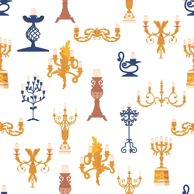 Seamless Pattern Featuring Intricately Designed Candleholders Creating An Elegant And Enchanting Repeated Motif