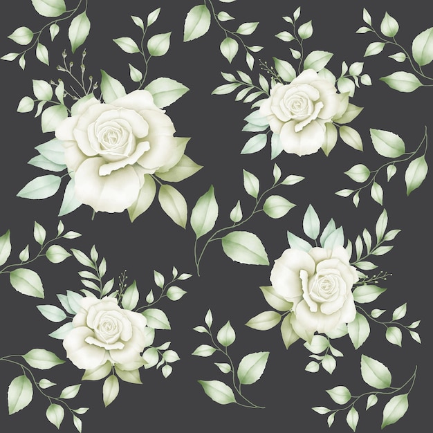 seamless pattern floral leaves watercolor