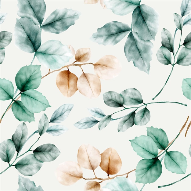 seamless pattern floral with elegant watercolor leaf