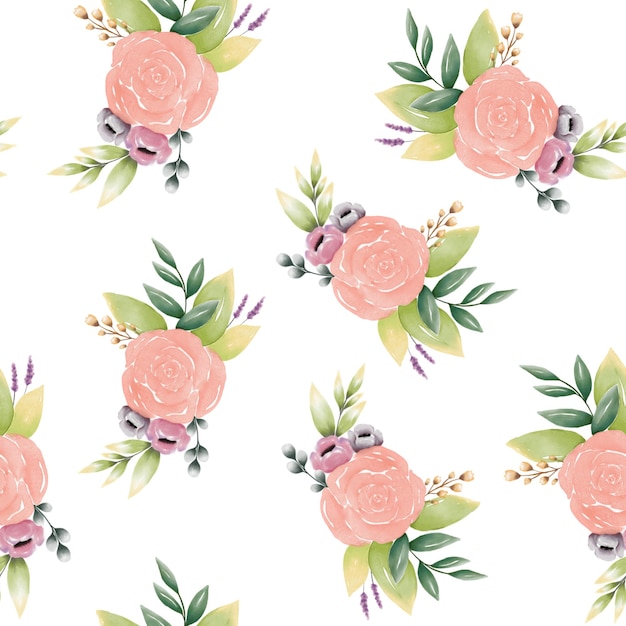 Seamless pattern flower for background wallpaper textile greeting card with rose and leaves decor