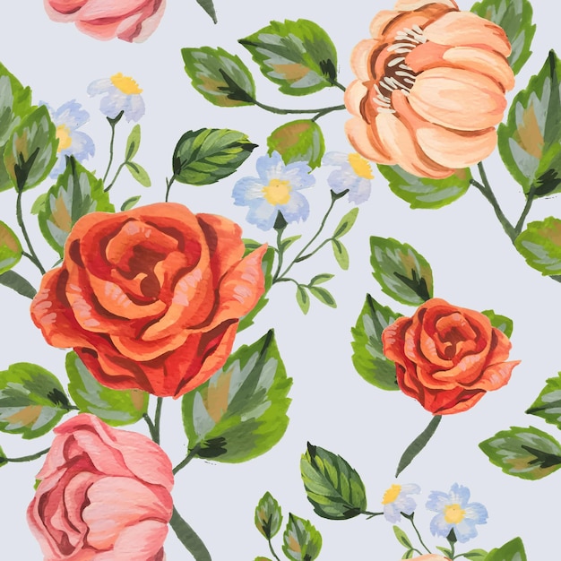 Seamless pattern flower blossom watercolor background