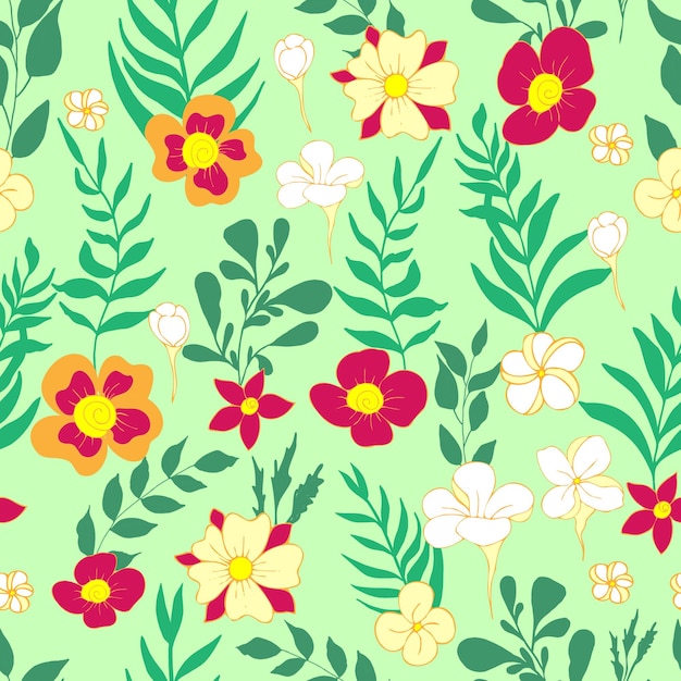 Seamless pattern flower and leaves