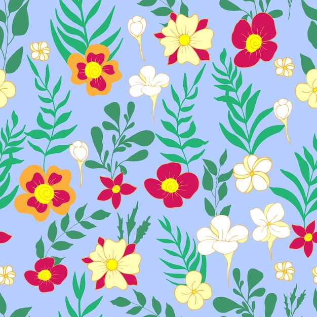 Seamless pattern flower and leaves