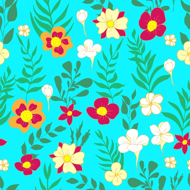 Seamless pattern flower and leaves