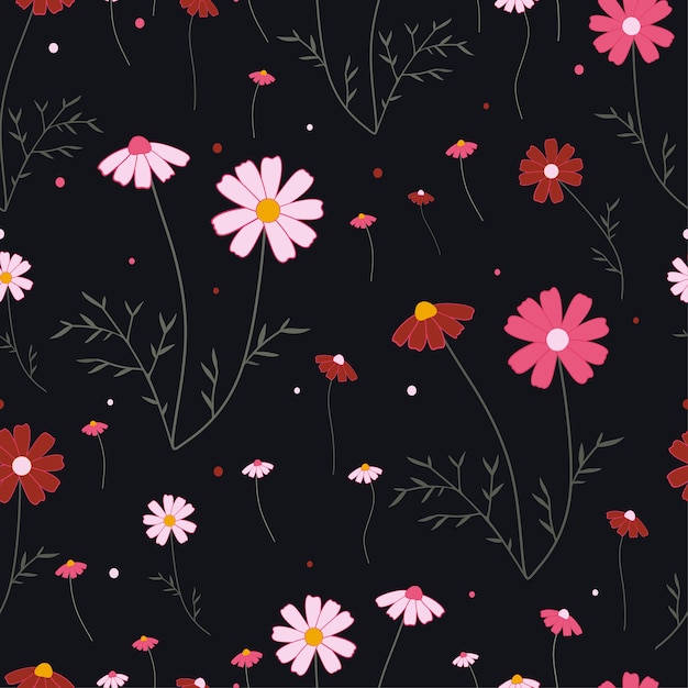 seamless pattern flower and leaves