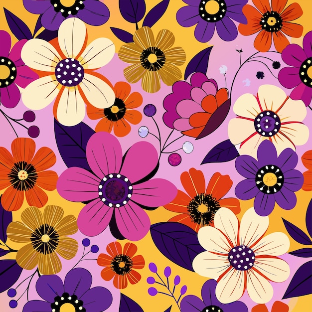 Seamless pattern of flowers