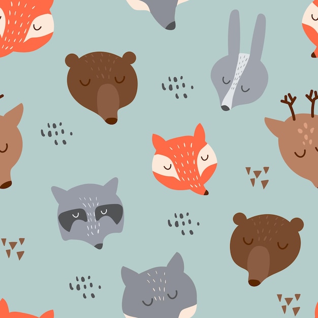 Seamless pattern forest animals