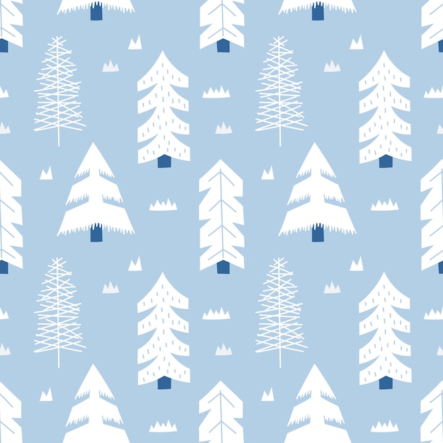 Seamless pattern forest in Scandinavian style.