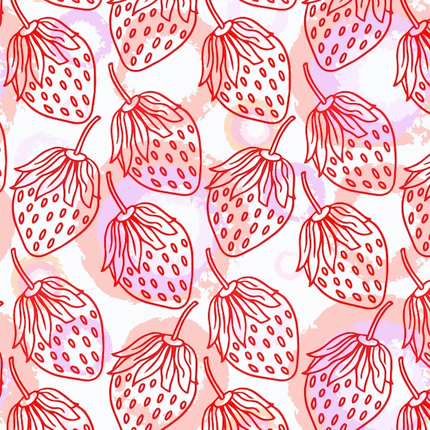 Seamless pattern of fresh strawberry background - Vector illustration