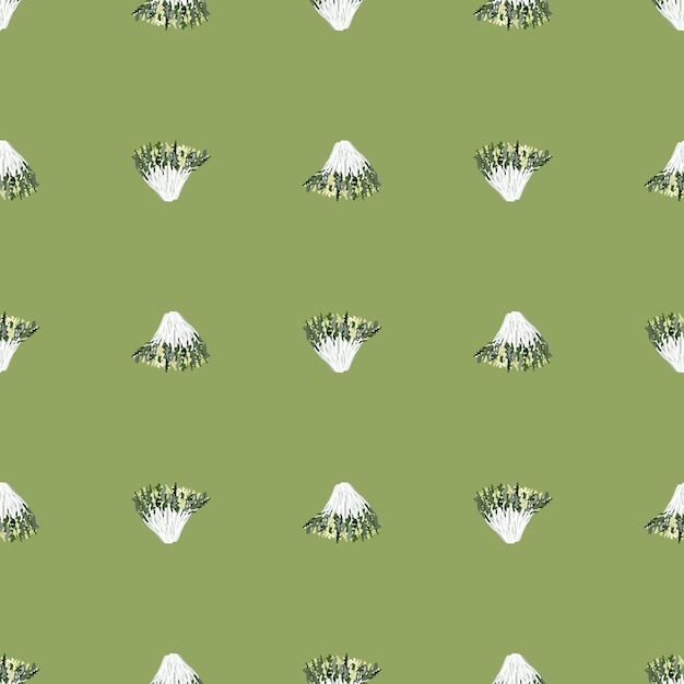 Seamless pattern frisee salad on light green background. Minimalistic ornament with lettuce.