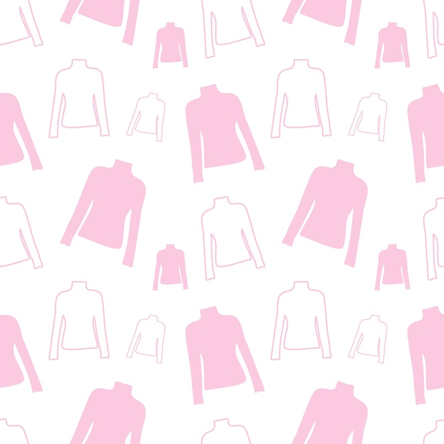 Seamless pattern from outline short sleeve tshirt in trendy pink hues Abstract background Texture