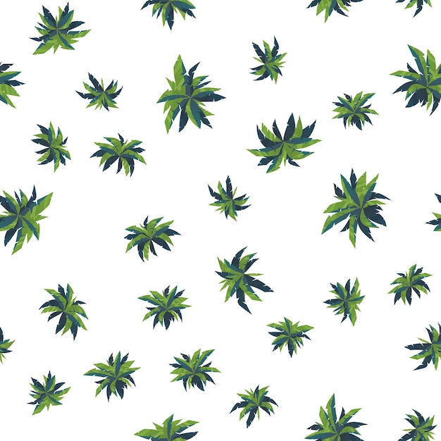 Seamless pattern from palm trees top view.