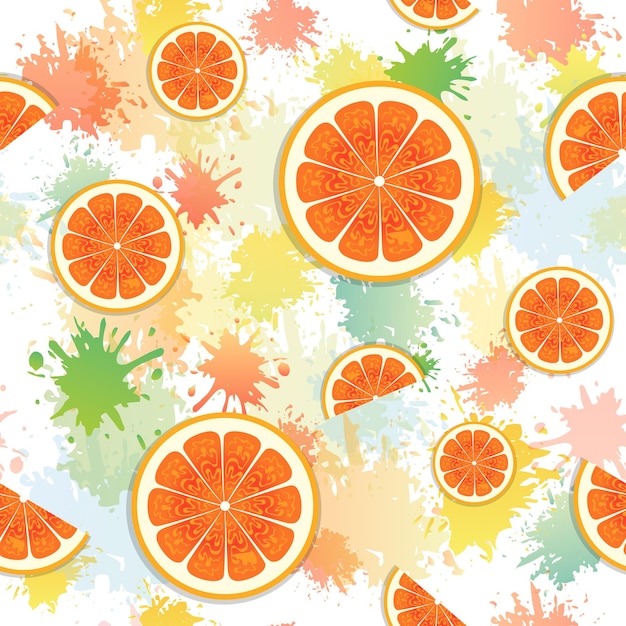 seamless pattern, fruit, slices. watercolor splashes. summer print