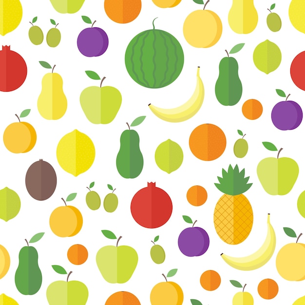 Seamless pattern fruits and berries Vector