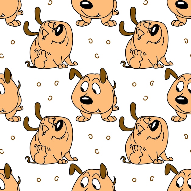 Seamless pattern, funny comical dogs on a white background. Baby background, textile, print, vector