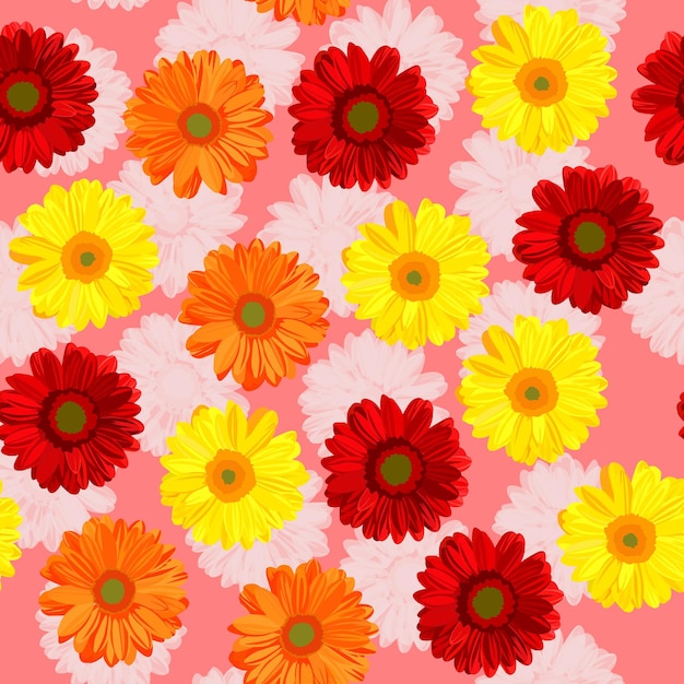 Vector a seamless pattern of gerbera flowers vector illustration