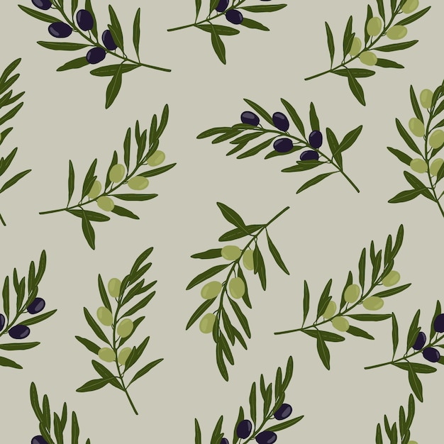 Seamless pattern of green and black olives