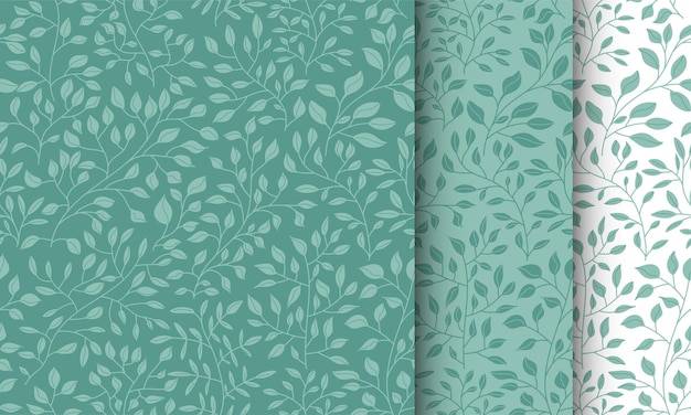 Seamless pattern Green botanical print in handdrawn style Leaves and branches