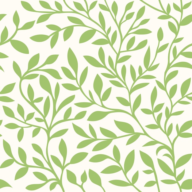 Seamless pattern of green leaves and branches