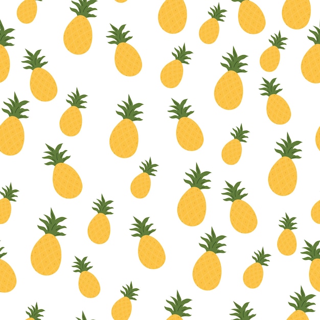 Seamless pattern in green and yellow colors with pineapples