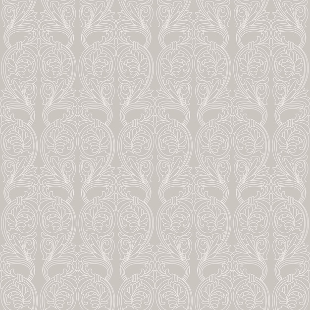 Seamless Pattern Grey Damask Wallpaper