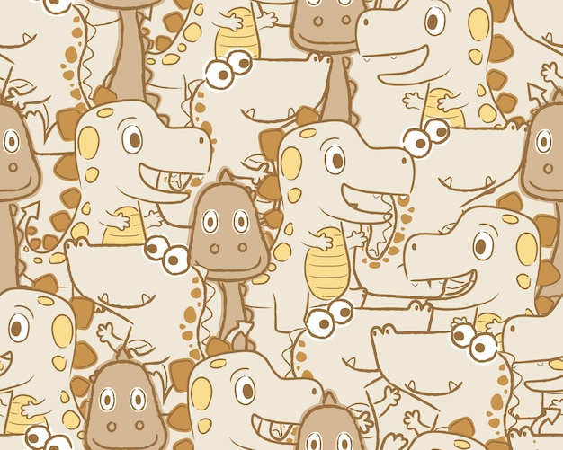 Seamless pattern of a group of dinosaurs