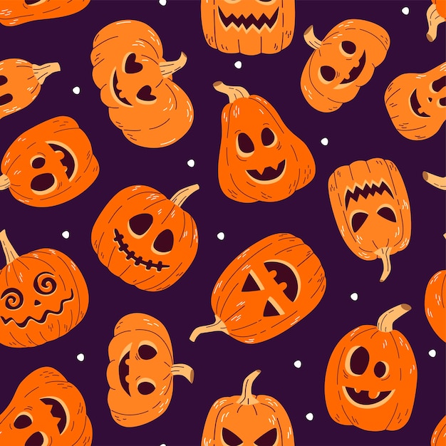 Seamless pattern of Halloween pumpkins