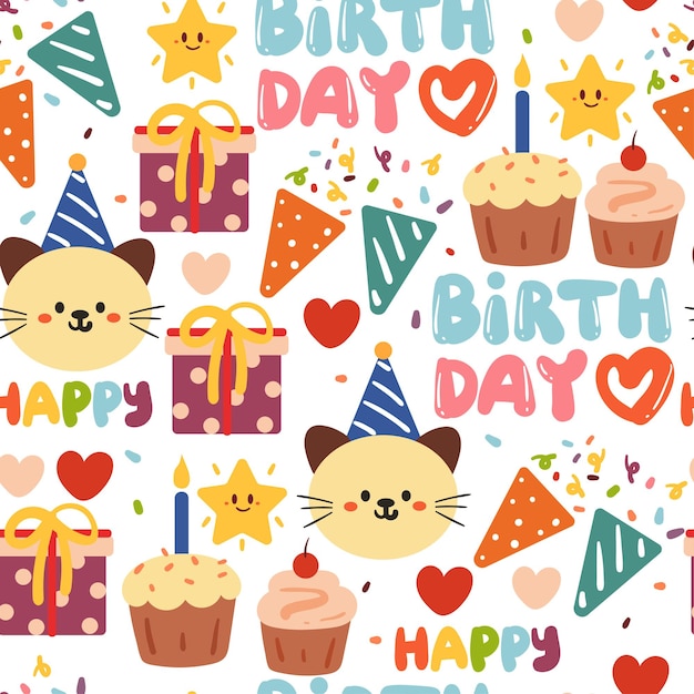 seamless pattern hand drawing birthday element cute wallpaper for fabric print textile