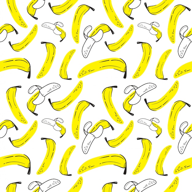 Seamless Pattern hand drawn banana 