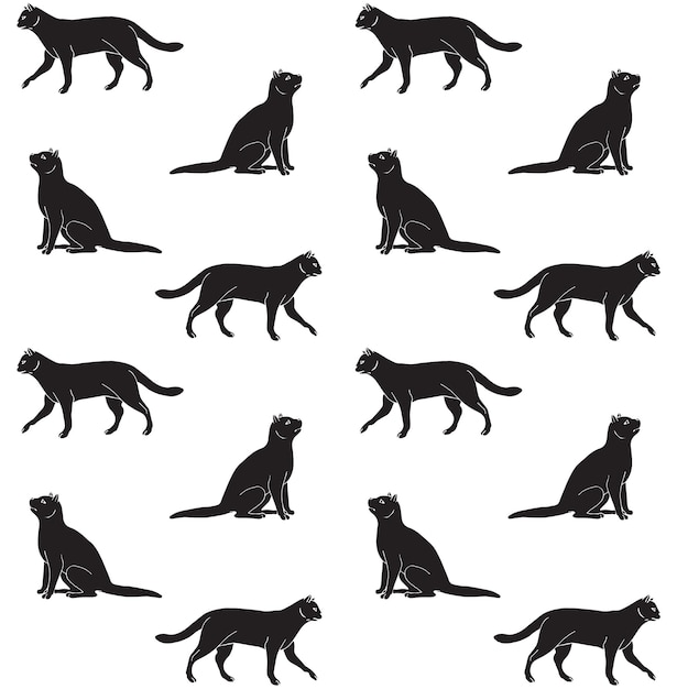 Seamless pattern of hand drawn cats